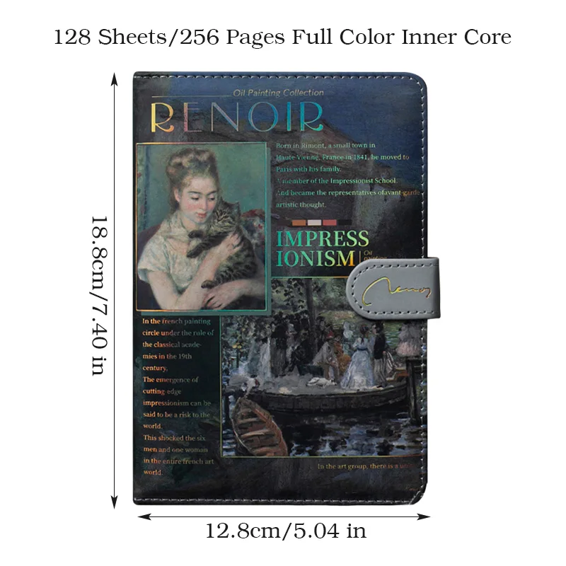 A5 Notebook Impressionist Oil Painting Collection Cover,128 Sheets/256 Pages Full Color Inner Core Notepad Office Learning Diary