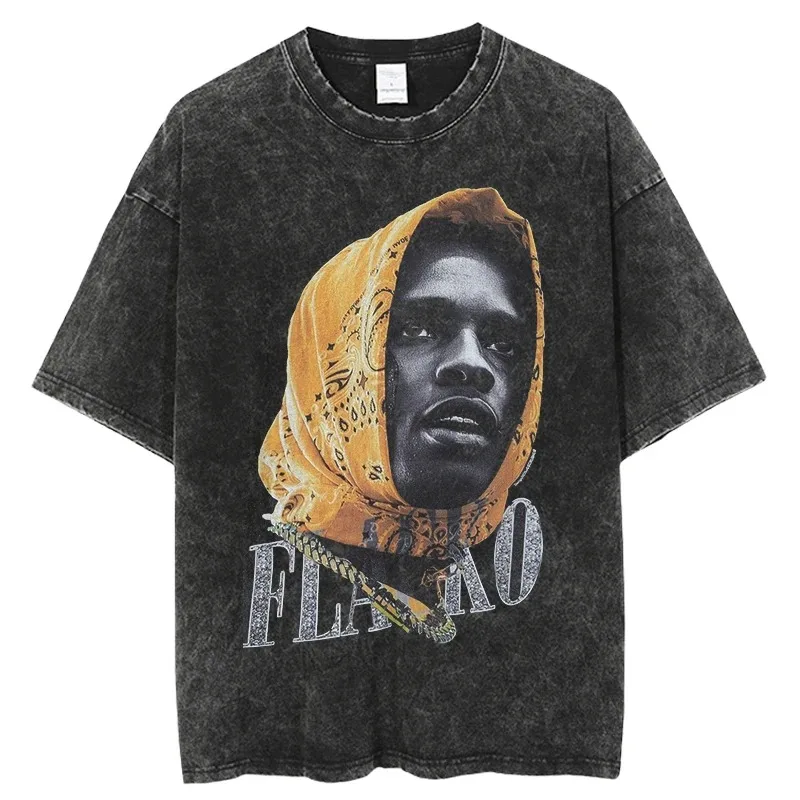 Dennis Rodman Graphic Washed T Shirt Men Hip Hop Streetwear Summer Short Sleeve O-Neck 2024Harajuku Men's Fashion Tees