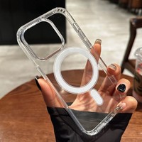 Original Transparent For Magsafe Wireless Charge Magnetic Case for iPhone 15 14 13 12 11 Pro X XR XS Max 7 8 Plus Acrylic Cover