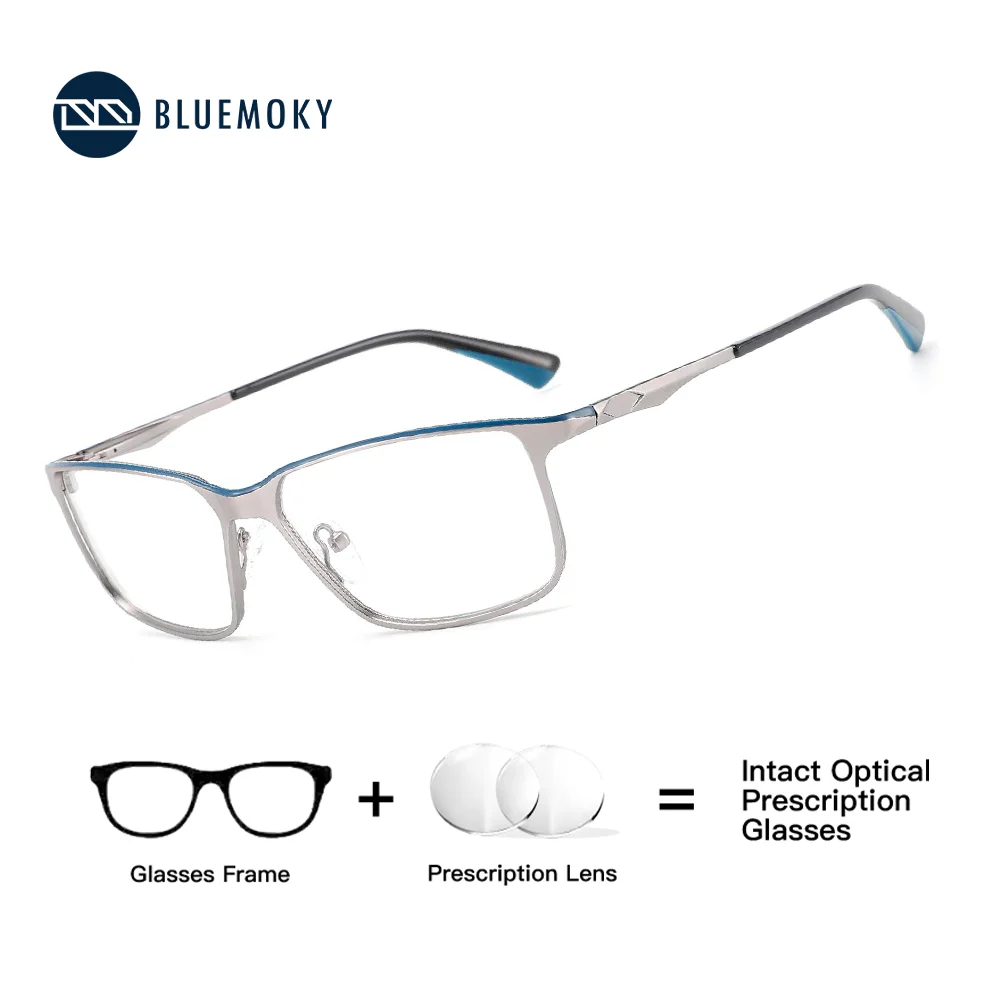 

BLUEMOKY Metal Eyebrow Prescription Glasses for Men Stylish Square Photochromic Optical Eyeglasses Progressive Eyewear