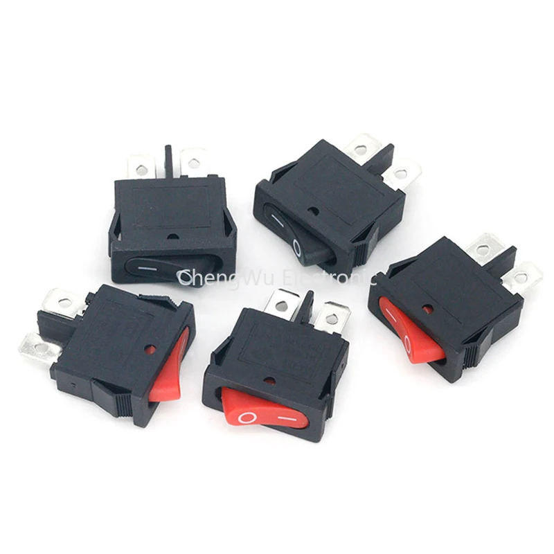 5pcs Small Instrument Power Switch KCD1-110 21x10mm 2 Pin 250V 6A Boat Switch Snap-in SPST ON OFF Rocker Position