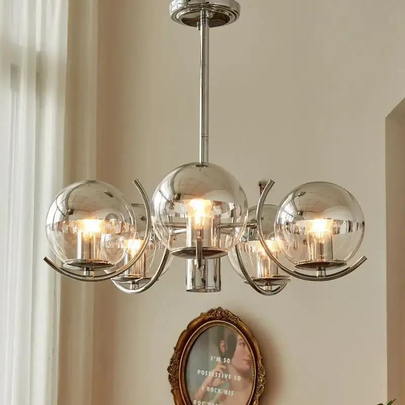 Medieval space age chandeliers, silver modern magic beans, lamps
