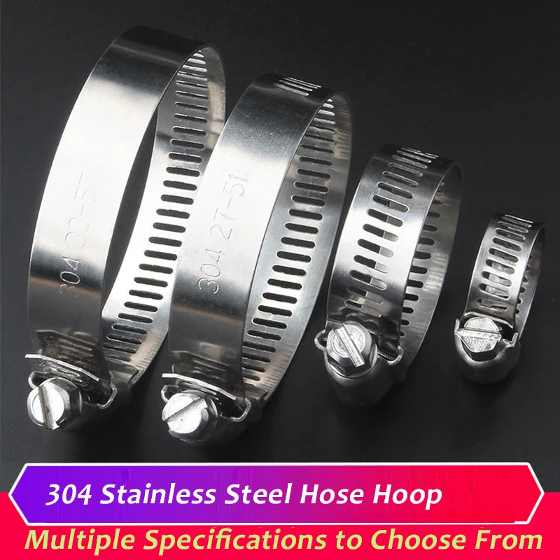 304Stainless Steel Single Ear Stepless Hose Clamps Clamp Assortment Kit Crimp Pinch Rings For Securing Pipe Hoses M6 M10 1/2/3PC