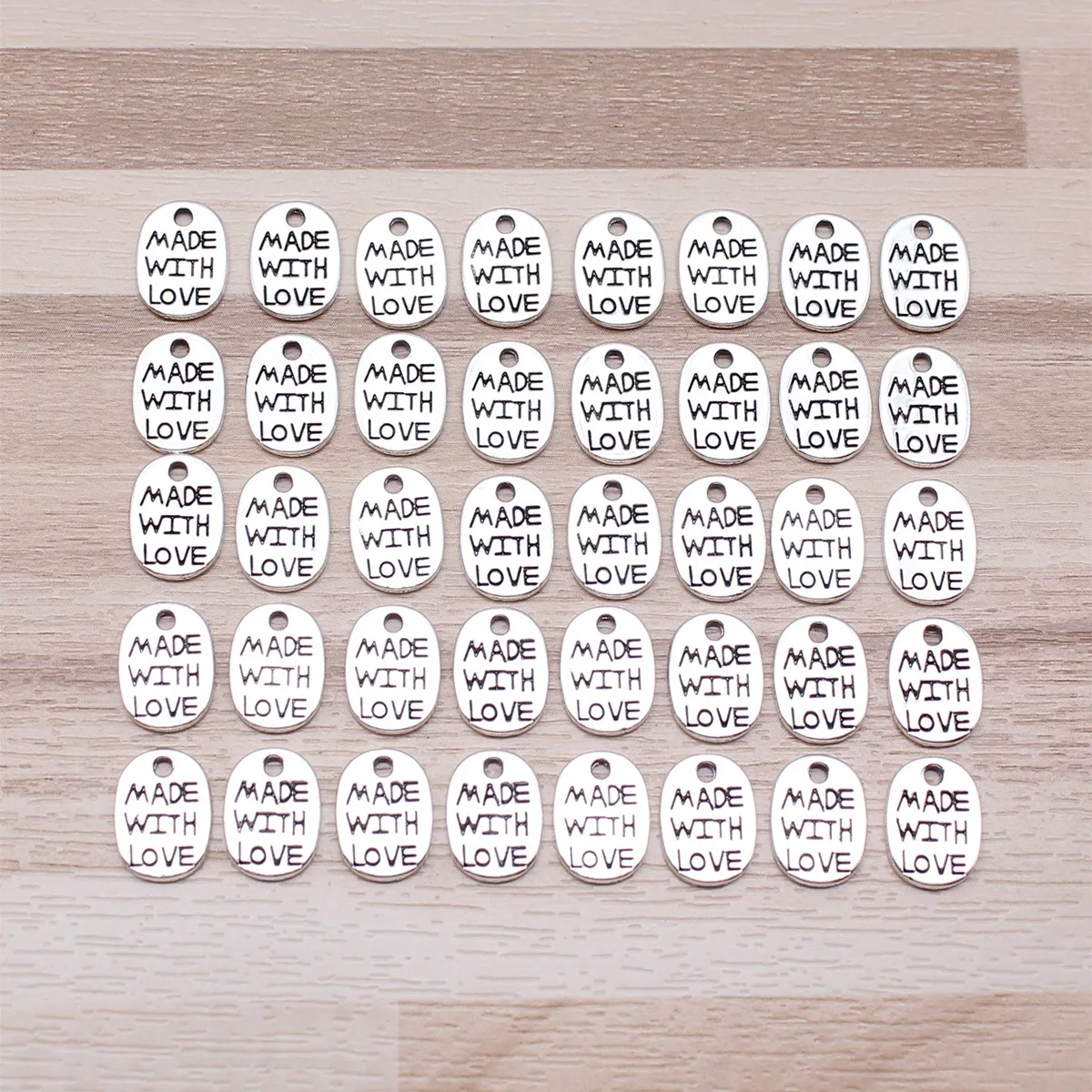 IFOCUS 40pcs/Lot Made With Love Charms For DIY Jewelry Making Zinc Alloy 11x8mm/0.43x0.31inch