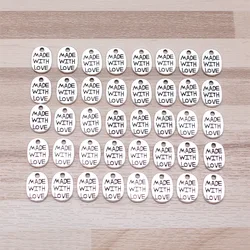 IFOCUS 40pcs/Lot Made With Love Charms For DIY Jewelry Making Zinc Alloy 11x8mm/0.43x0.31inch