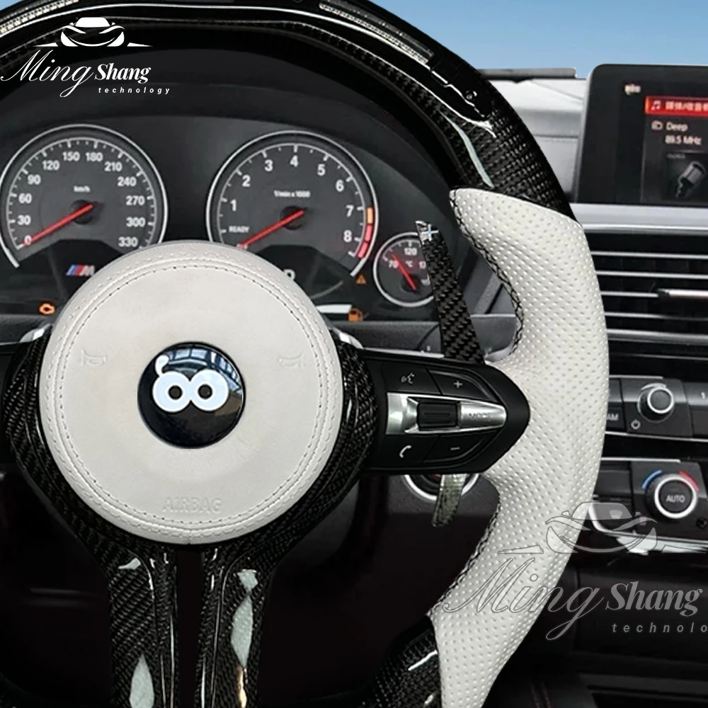 LED ألياف الكربون عجلة القيادة صالح لسيارات BMW M5 M6 X6M M2 F10 F20 F18 F11 F12 F30 E92 E60 X6 E71 M3 M4 سباق عجلة للتحويل #2