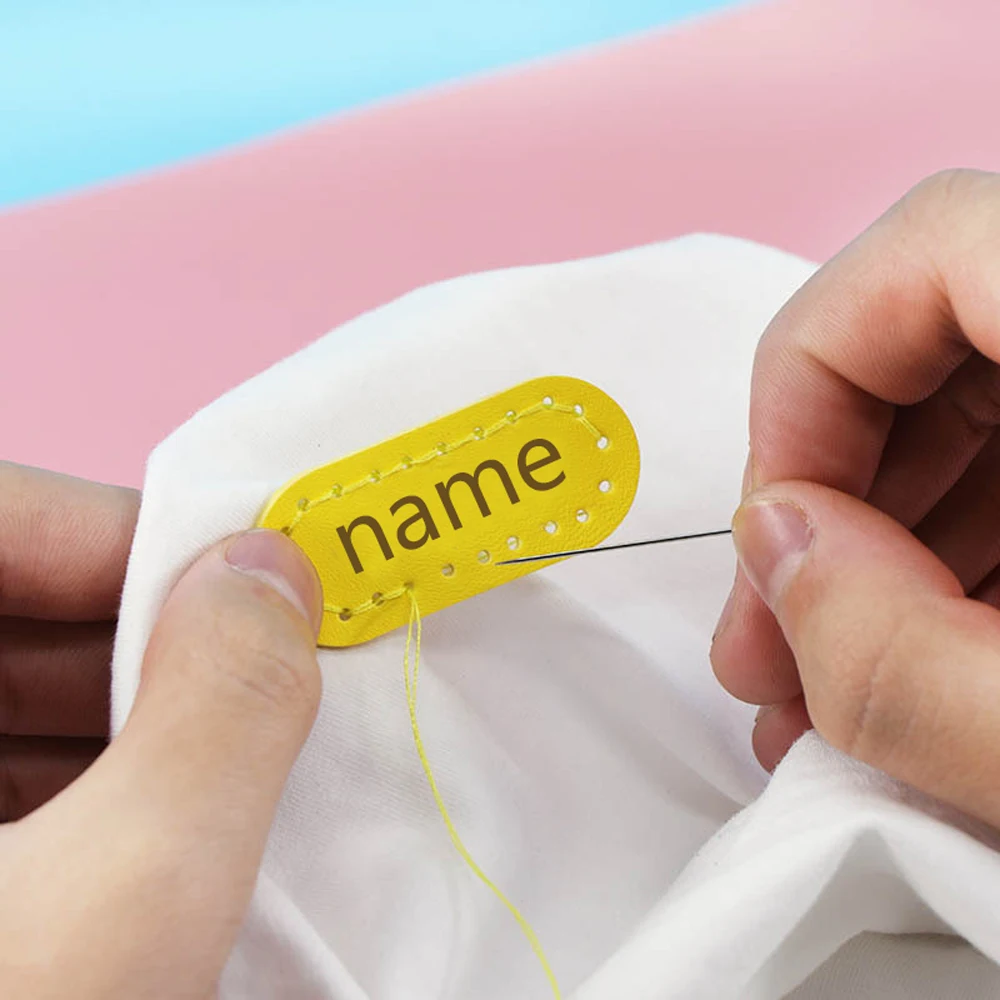 Étiquette de nom pour vêtements, étiquette en cuir personnalisée pour étudiants, autocollant de nom pour sac à dos d'école primaire pour enfants, étiquette imperméable et durable