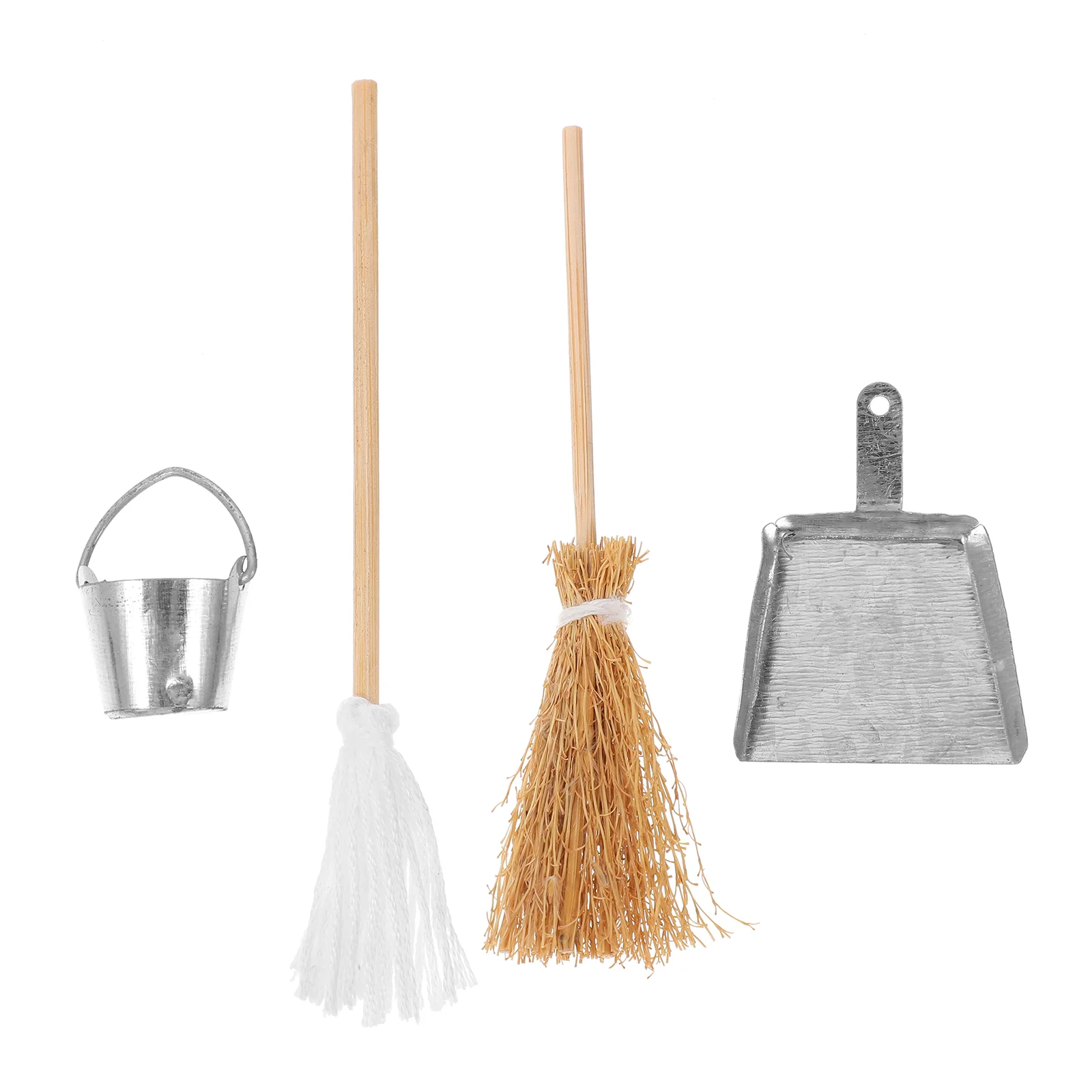 ฉากขนาดเล็ก Props ห้องรับประทานอาหาร Dustpan House เครื่องประดับ Desktop Decor เฟอร์นิเจอร์จําลอง Mop ไม้กวาดไม้กวาด