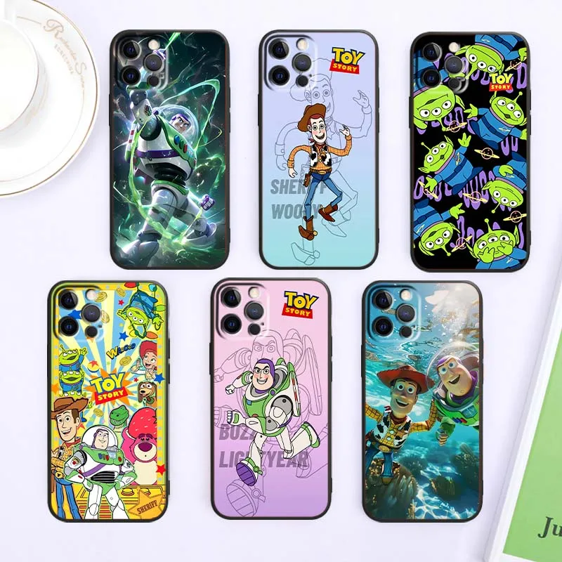 

Disney Toy Story For Apple iPhone 17 16 16E 15 14 13 12 11 Pro Max Plus Air Black Soft Silicone Cover Phone Case