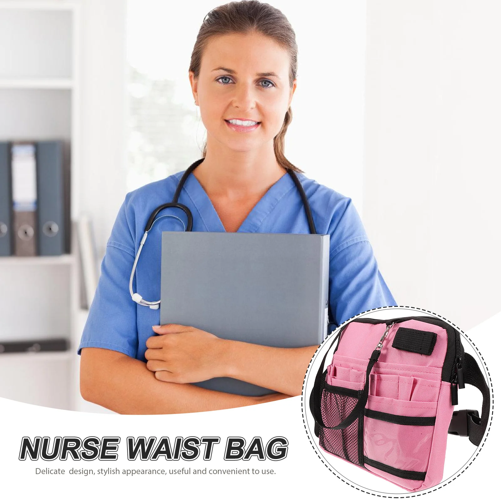 Médico e enfermeira visita bolsa de cinto portátil (rosa) bolsa de ferramentas kit de ferramentas costela de cintura para