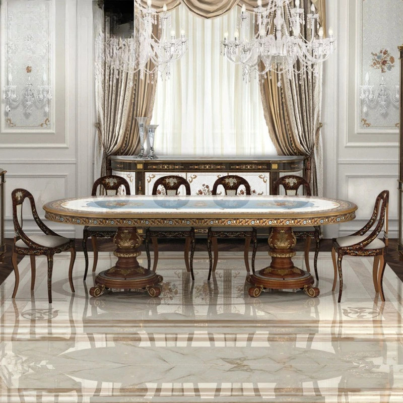 

Carved dining table European rectangular dining table Villa furniture Dining table