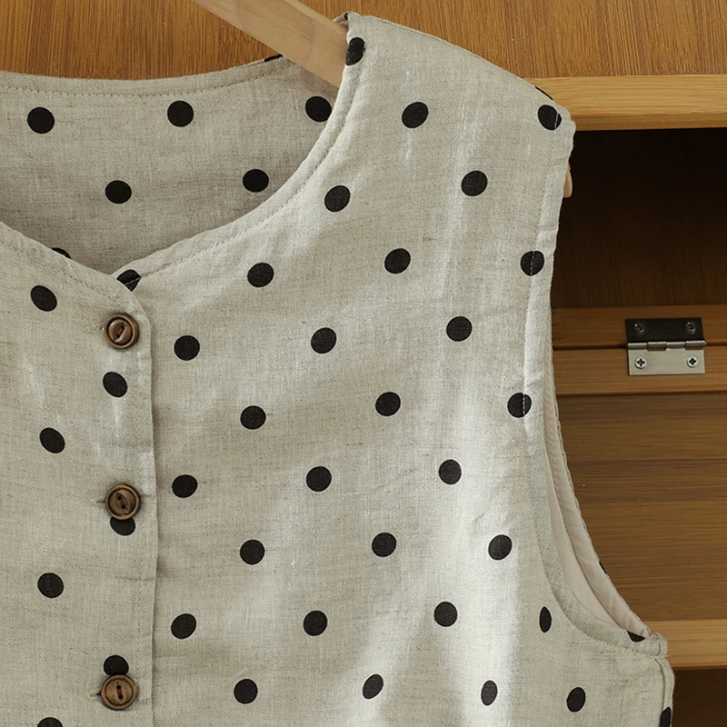 

High Quali Polka Dot Original Han Hanma Cotton Jaet Women's Warm Artistic Retro Cotton Coat ort Sle Outerwear Thin
