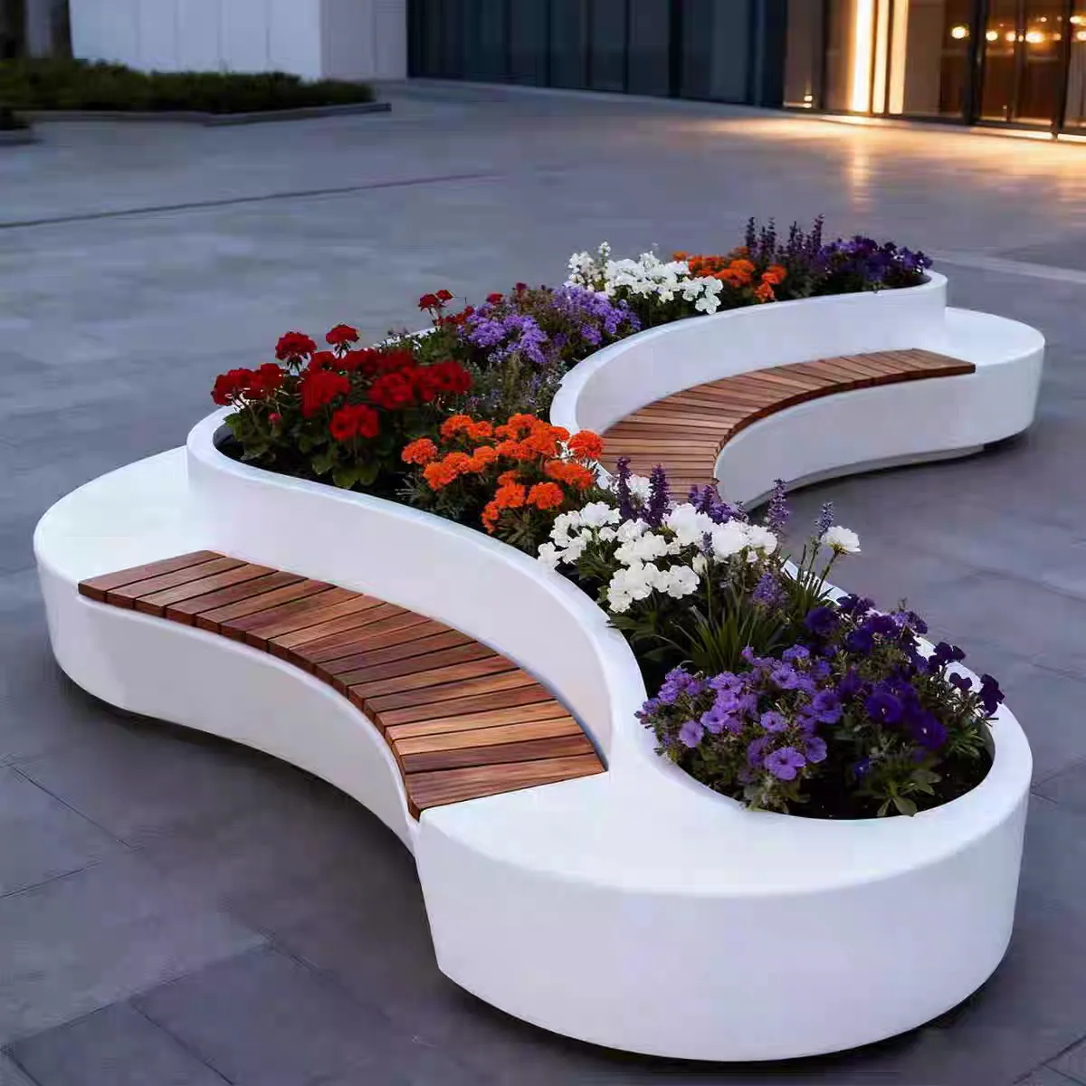 Fiberglass tree pool outdoor leisure chair square planting pool garden stand rest bench shopping mall beautiful Chen seat
