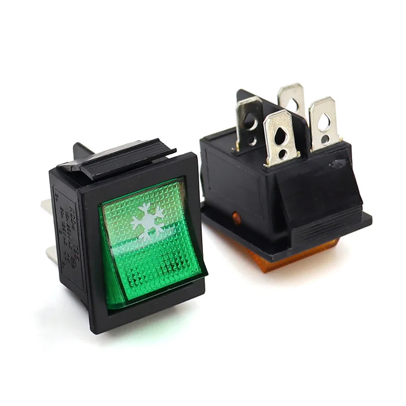 5PiecesKCD4Rocker Switch16AHigh Current Four-Leg Two-Position Rocker Switch31*25mmPower Switch Red Green Yellow