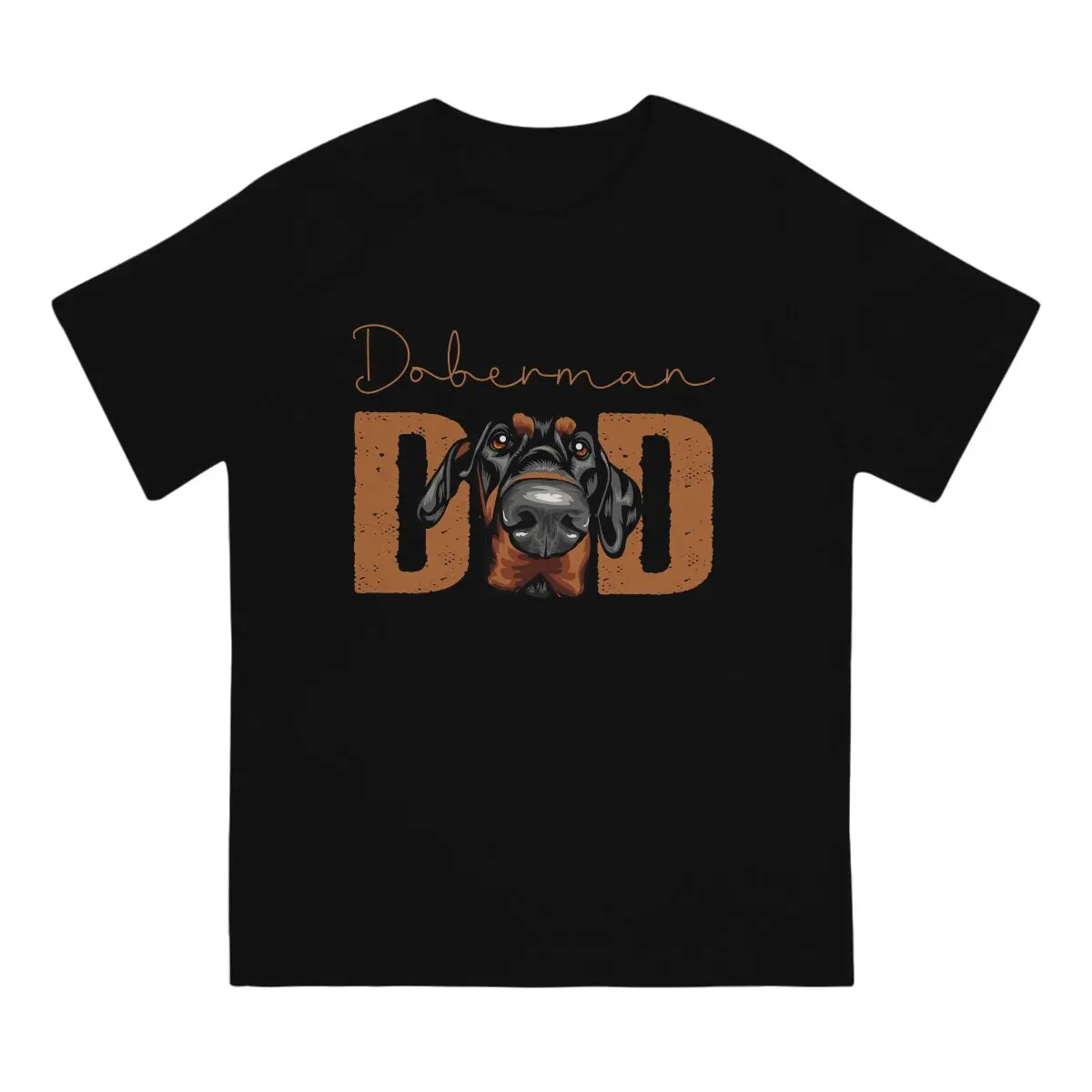 Doberman Dog Creative TShirt for Men Doberman Dad Round Neck Pure Cotton T Shirt Distinctive Gift Clothes OutdoorWear