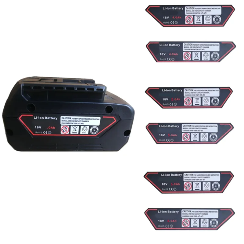 Li-ion Battery Sticker Label Tag For Bosch 18V BAT618 10*18650 4Ah 5Ah 6Ah BAT610 BAT609G Battery