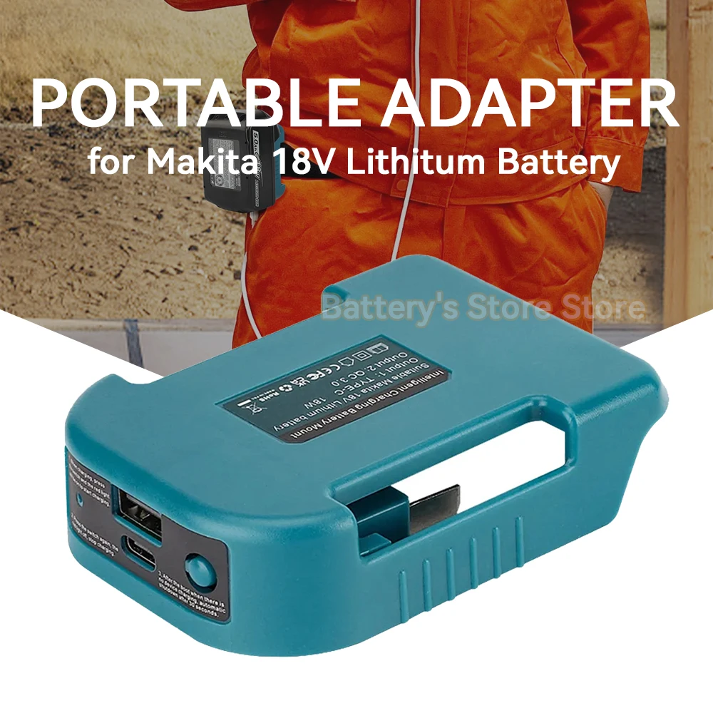 

USB-адаптер для быстрого зарядного устройства для Makita 18 В, держатель для литий-ионной батареи, USB Type-C, выход, интерфейс быстрой зарядки