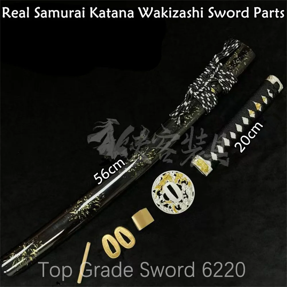 

A Set Very Good Tsuka Handle Alloy Tsuba Handguard Habaki Seppa Hardwood Sheath For Real Samurai Katana Wakizashi Sword Parts