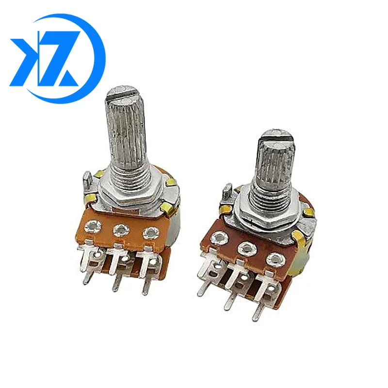 5PCS WH148 Potentiometer B1K 2K 5K 10K 20K 50K 100K 250K 500K 1M 6Pin Double Linear Rotary Potentiometers Shaft 15mm 20mm