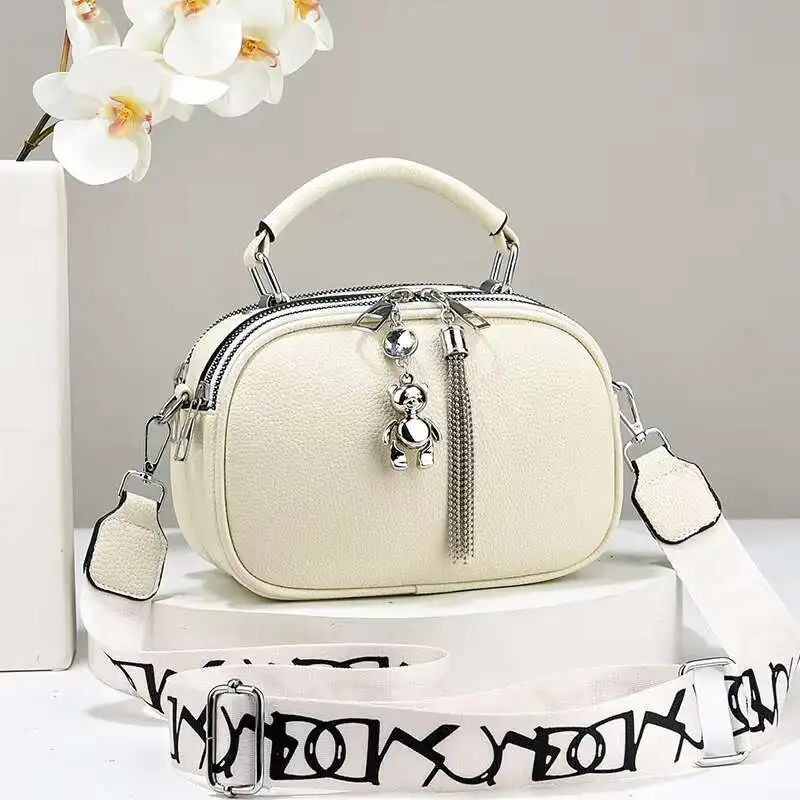 2024 ใหม่ผู้หญิงขนาดใหญ่ความจุ COMMUTER กระเป๋าสแควร์ขนาดเล็กรูปแบบลิ้นจี่หนังนุ่มปฏิบัติไหล่เดี่ยวเส้นทแยงมุม