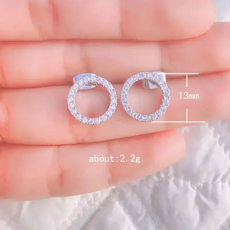 Women's Gold Color Crystal Minimalist Circle Stud Earrings