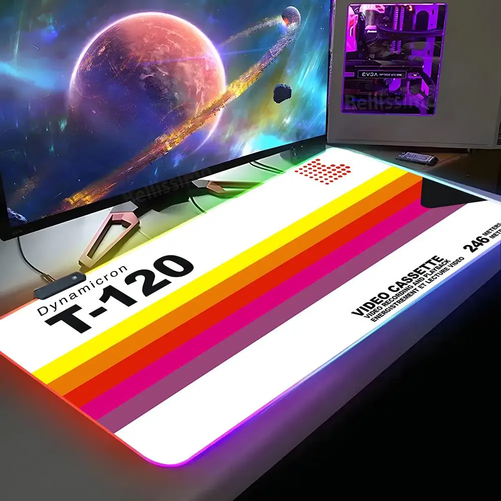 

Коврик для мыши в стиле ретро VHS XXL RGB игровой коврик для мыши HD геймер большие коврики для мыши со светодиодной подсветкой ковер для ПК с подсветкой