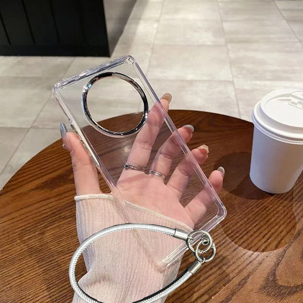 X9C حافظة ذكية كروم زر حلقة الكاميرا غطاء ناعم لهاتف Honor X9B X9A كابا هاتف مقاوم للصدمات مع حزام يد من جلد البولي يوريثان #1