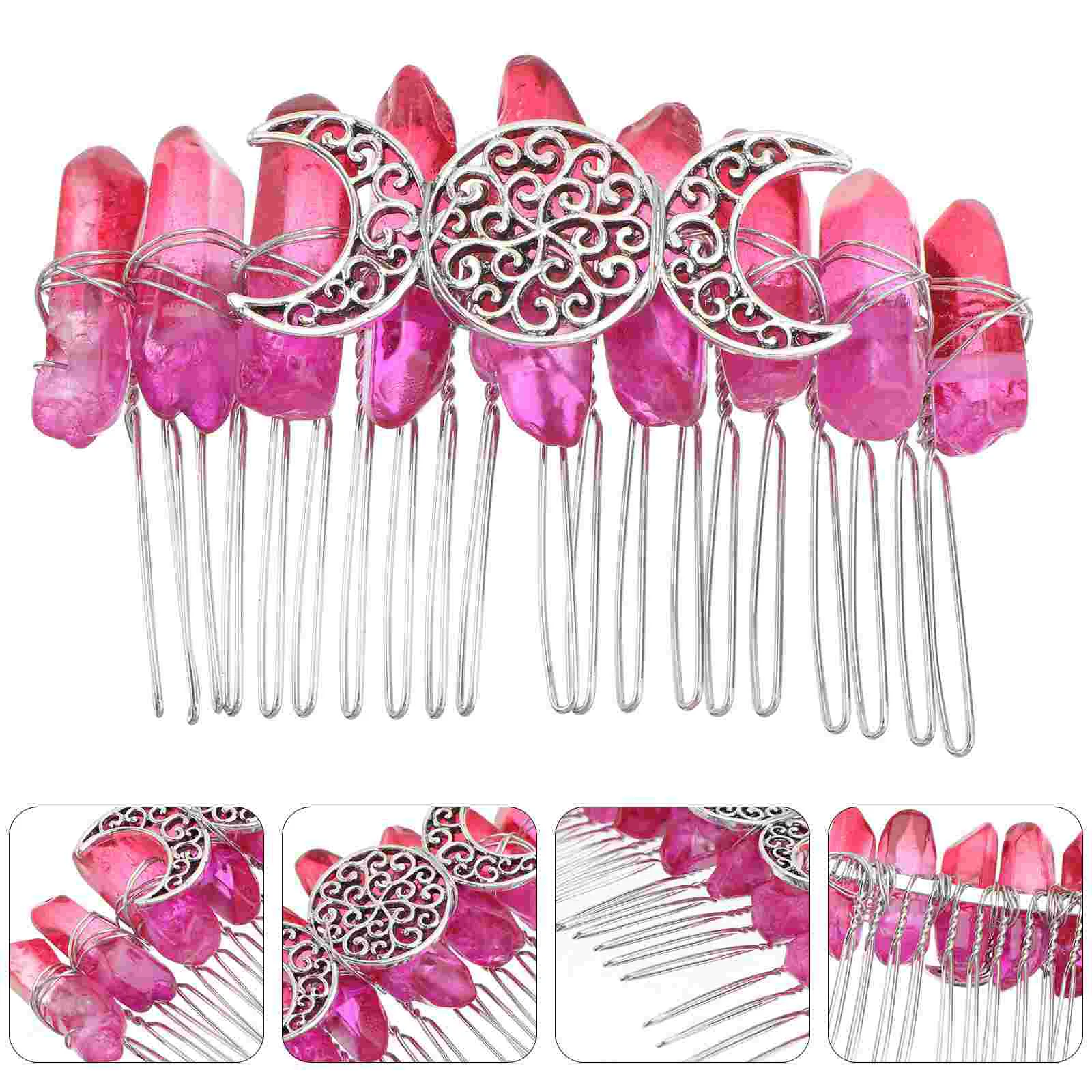 Niang Silver 20-Tooth Hair Comb Women Decor Three-Moon Pattern DIY Clip Girl Tuck Exquisite Headwear Manual