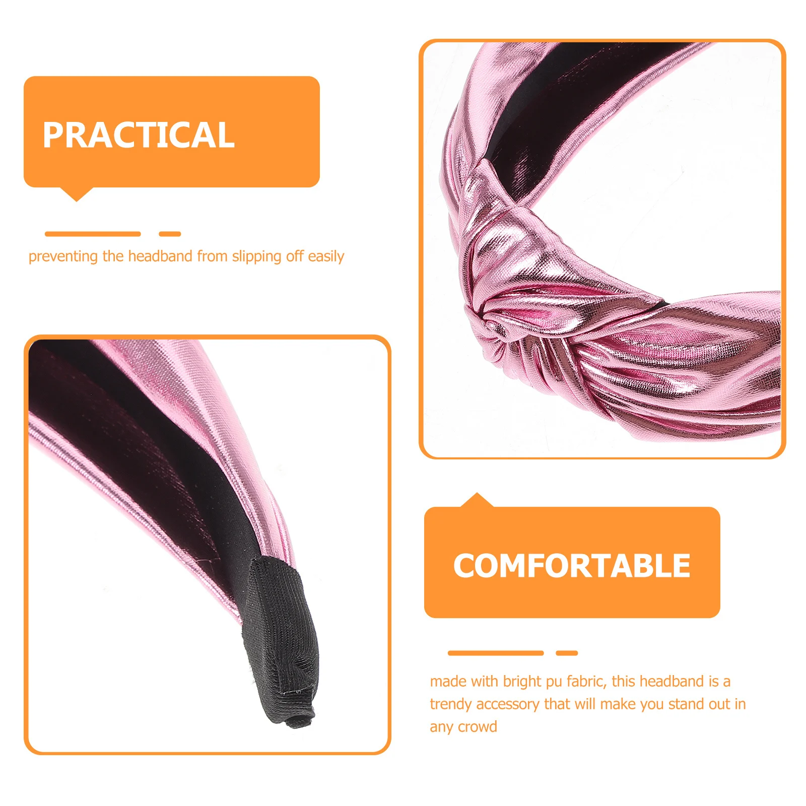 الوردي معقود عقال المرأة بريق وردي فاتح نسيج البولي يوريثان رباط شعر لعيد الحب ديسكو الترتر الشعر التبعي #5