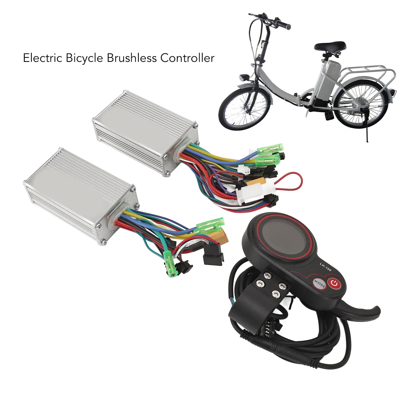 Brushless Motor Controller 24V 36V 48V 500W 25A LH100 LCD Display Dual Drive Controller Kit for Electric Bicycle Bike Scooter