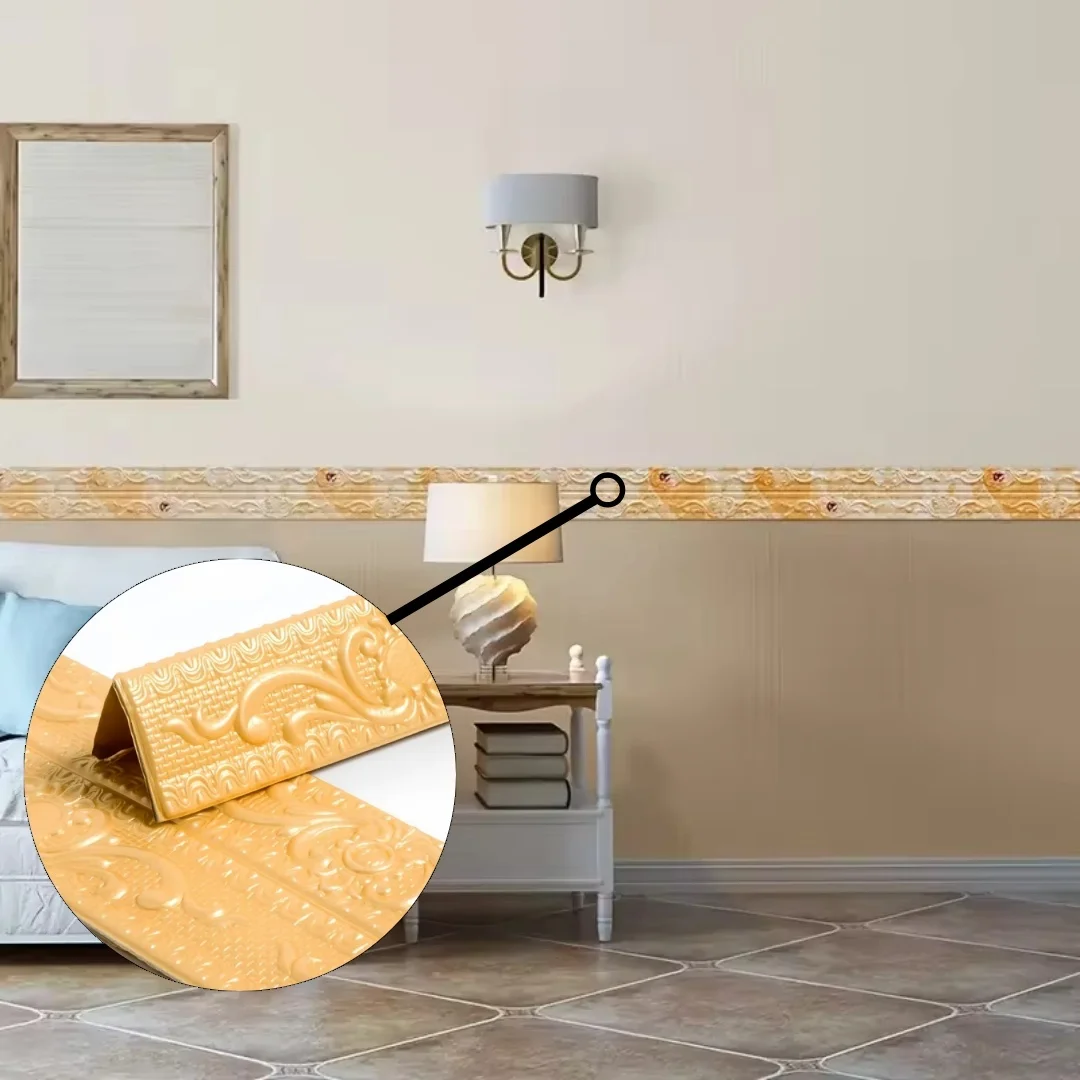 1 Piece of 2.3mX12cm Self-adhesive Wall Sticker, PVC Decorative Wall Sticker, Ceiling Corner Line, Suitable for Home Decoration view 5