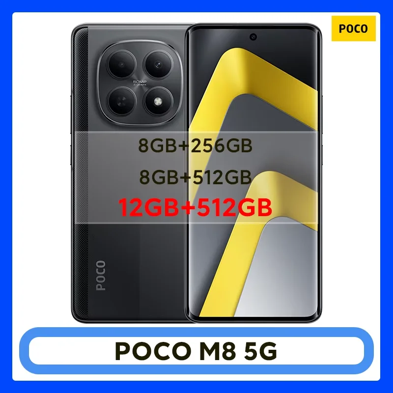Versión global POCO M8 5G Snapdragon 6 Gen 3 Smartphone Pantalla AMOLED de 6,77" Cámara de 50 MP Batería de 5520 mAh 45 W Teléfono móvil POCO