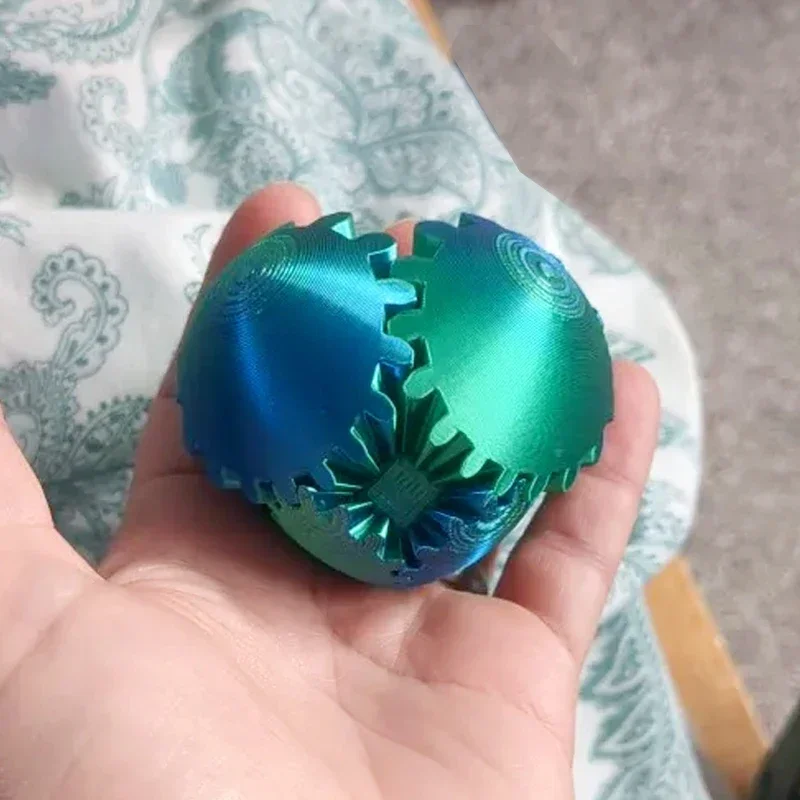 3D Printed Gear Ball Fidget Toy Spin Ball & Cube Stress Relief Desk Toy Anti-Anxiety Relaxing Portable Sensory Fidget Plaything