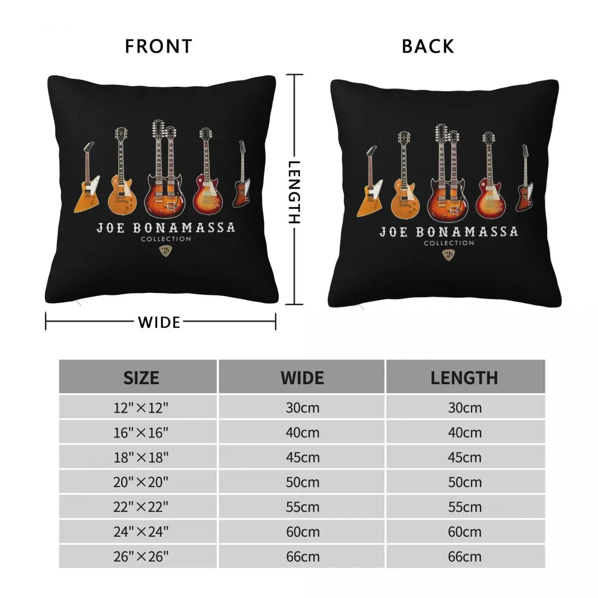 Joe Bonamassa Guitar Collection Square Pillowcase Polyester Linen Velvet Pattern Zip Decor Pillow Case Room Cushion Cover