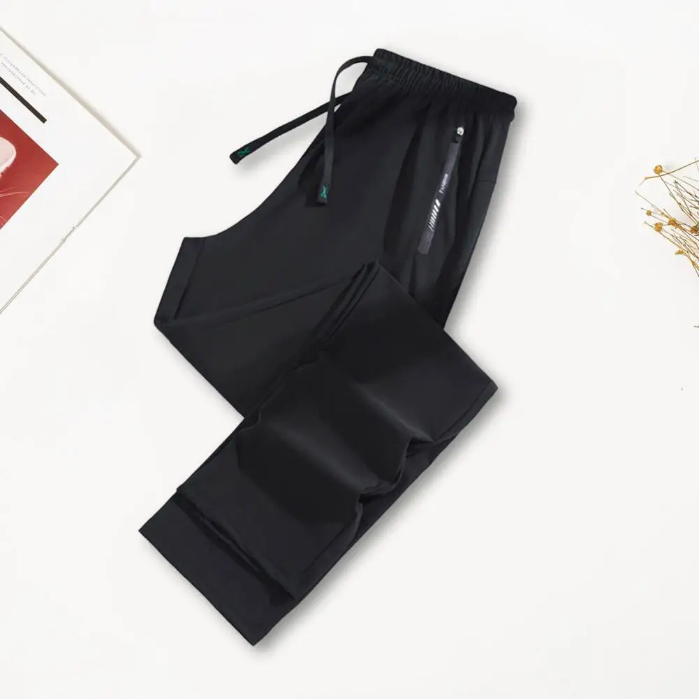 2025 летние новые эластичные мужские брюки из тонкого ледяного шелка, повседневные гладкие брюки с эластичной резинкой на талии, мужская брендовая одежда, 5 цветов