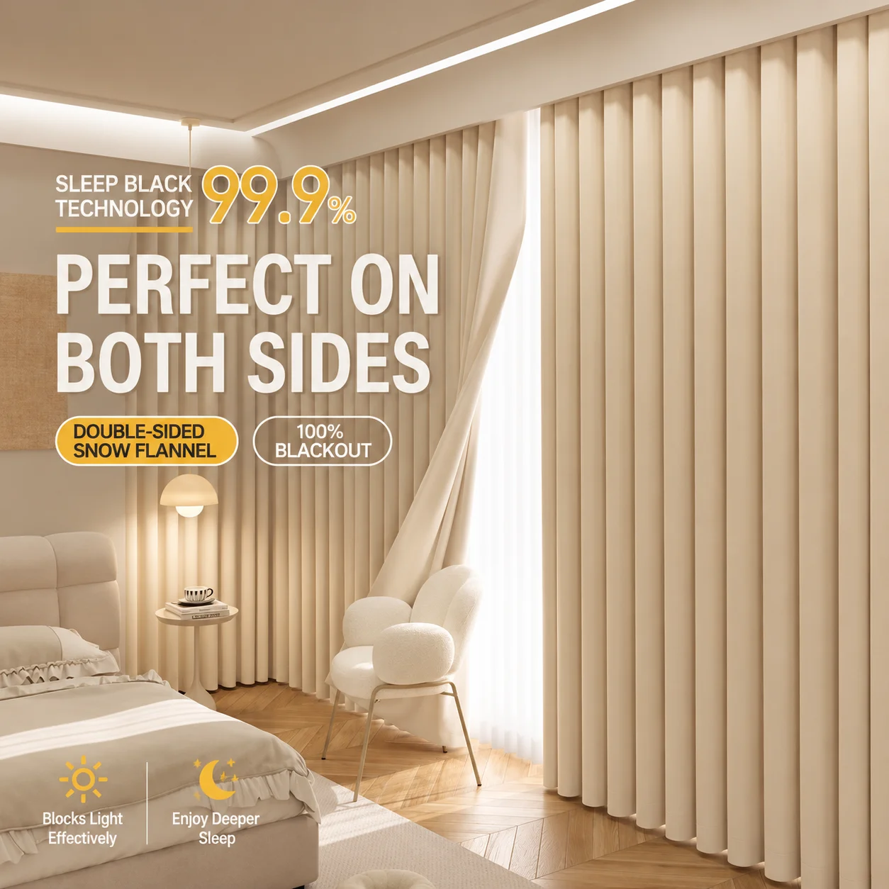 Luxury Double Sided Thickened Blackout Curtains Solid Color Window Drapes High-End Living Room Bedroom Balcony Window Curtains