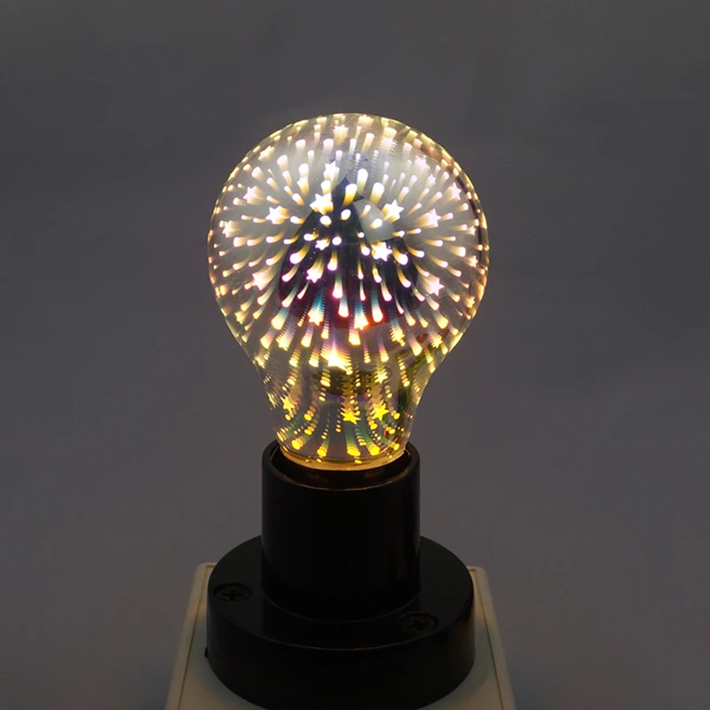 3D LED Star Fireworks Bulb Decoração, E27, 6W, 85-265V, Lâmpada Vintage Edison, Holiday Night Light, Novidade Árvore de Natal