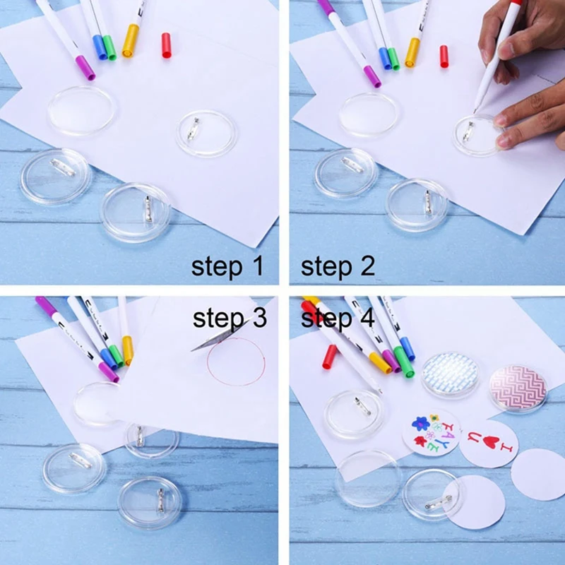 3 Inch DIY Button Pins Badge Clear Craft Button Badges Pin Back Buttons For School Projects 25Pcs