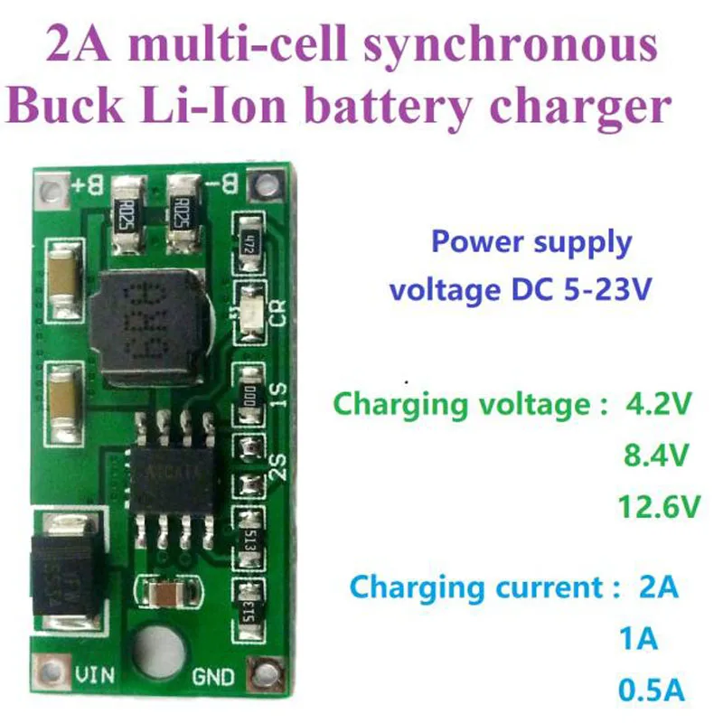 1S 2S 3S Buck Li-Ion Lithium Battery Charger Module  DC 5V-23V 6V 9V 12V 15V 18V  to 4.2V 8.4V 12.6V  for 3.7V 7.4V 11.1V CELLS