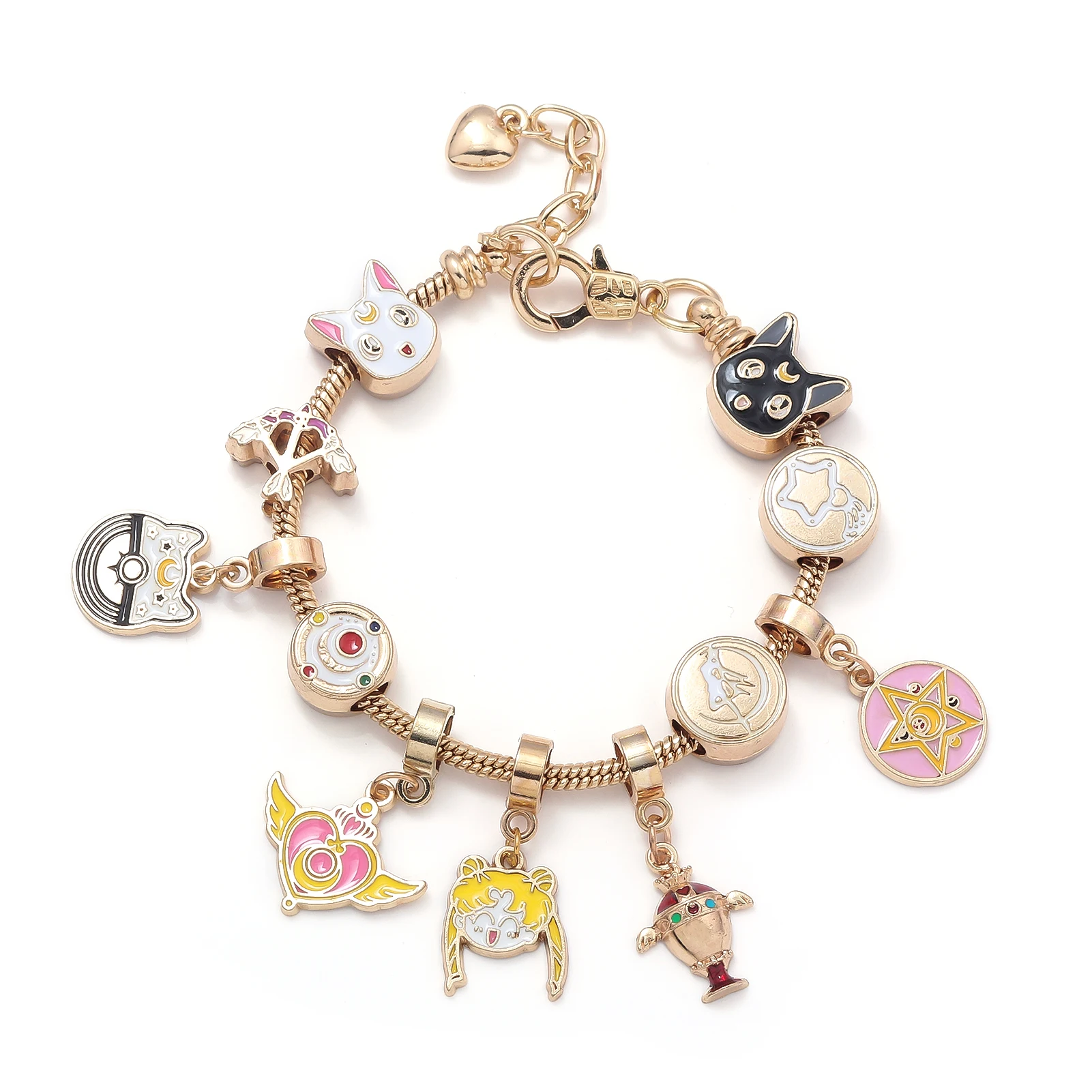 Anime Sailor Moon Bracelet Twin Ponytail Cat Tsukino Usagi Magic Transformer Metal Pendant Suitable For Ladies Friends Gift