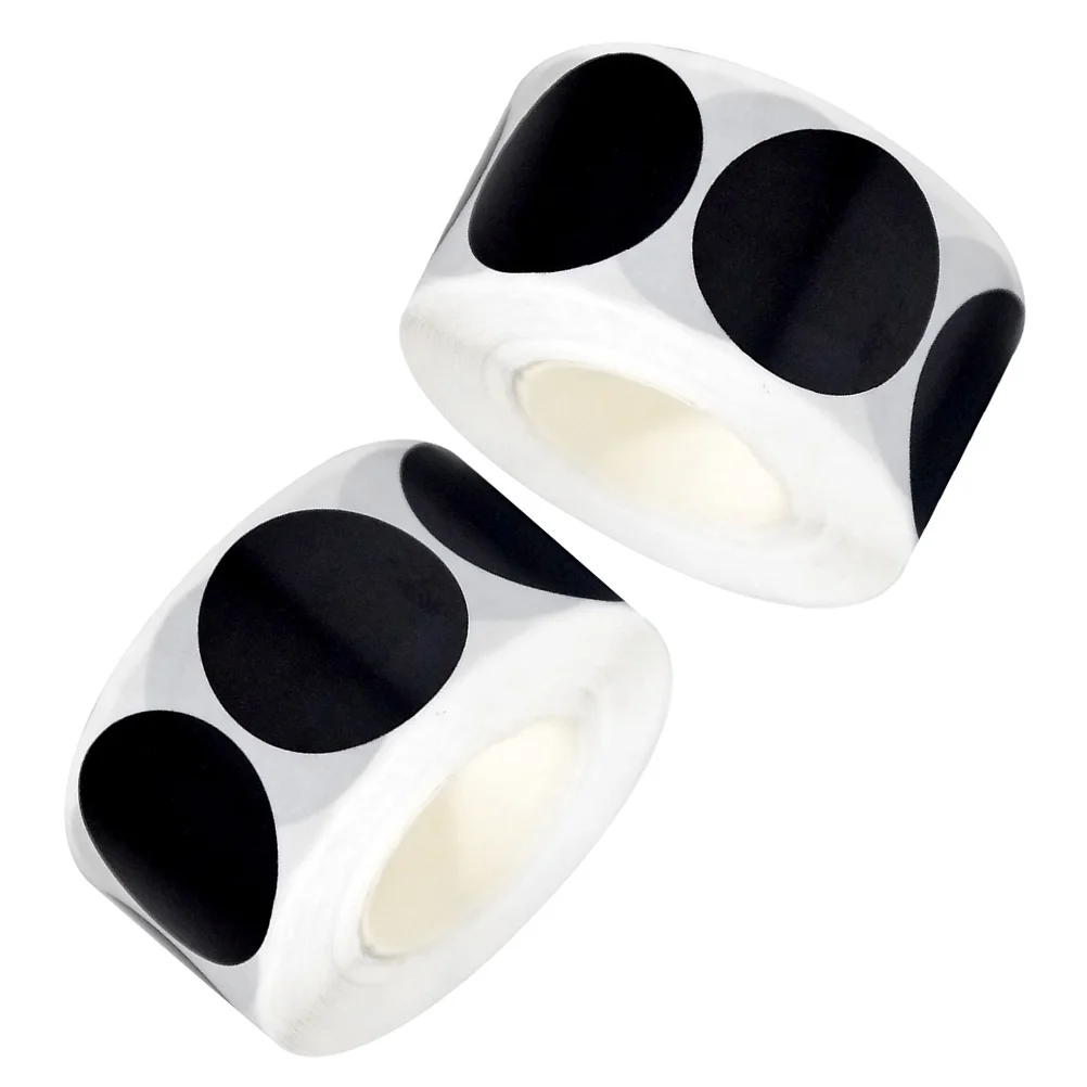 2Pcs Black Circle Stickers 25mm Round Dot Labels Permanent Adhesive Waterproof Sealing Office Classroom Kitchen Blank Writing