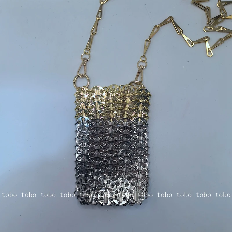 Imagem -06 - Retro Metal Mini Bolsa para Mulheres Sliver e Golden Balanças de Peixe Quadrado Praia Bolsa Cosmética Cool Girl Designer Luxo