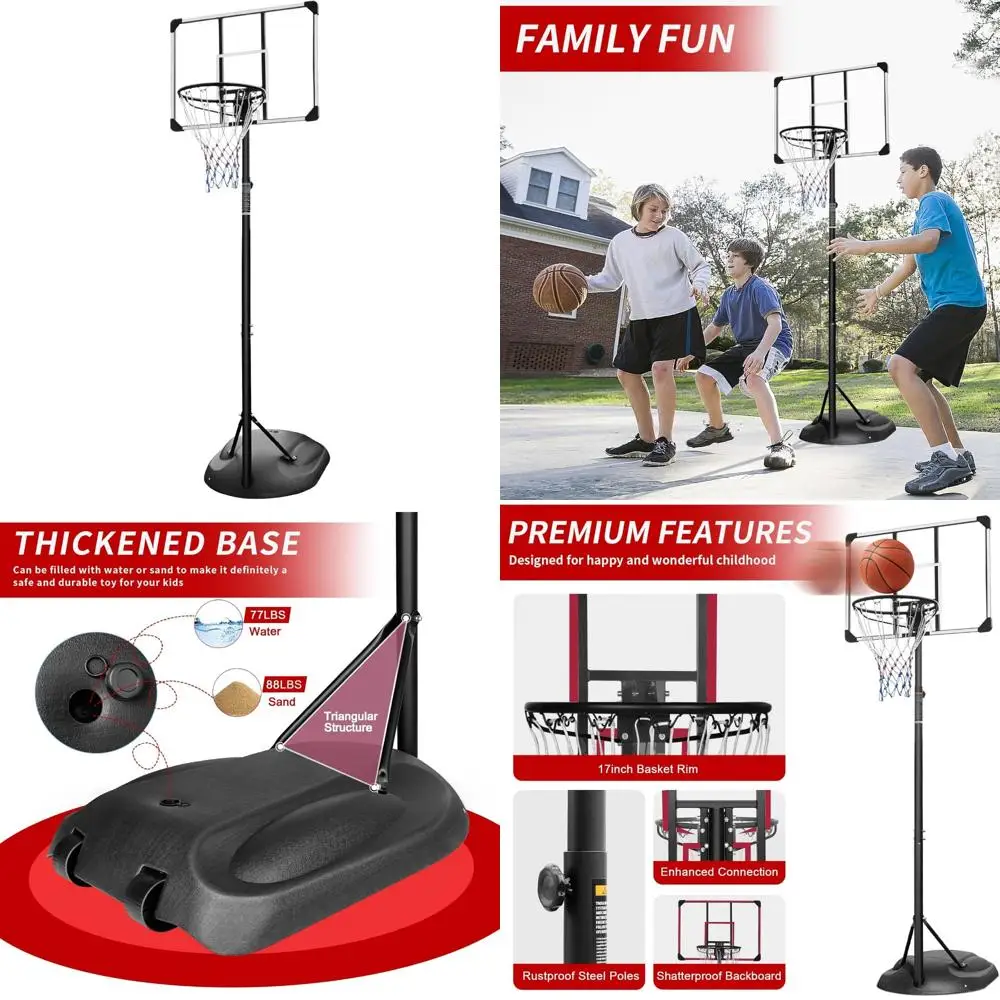 

Adjustable Height Basketball Stand 7.5 to 9.2 Feet, Suitable for Indoor and Outdoor Use, Ideal for Youth and Adults