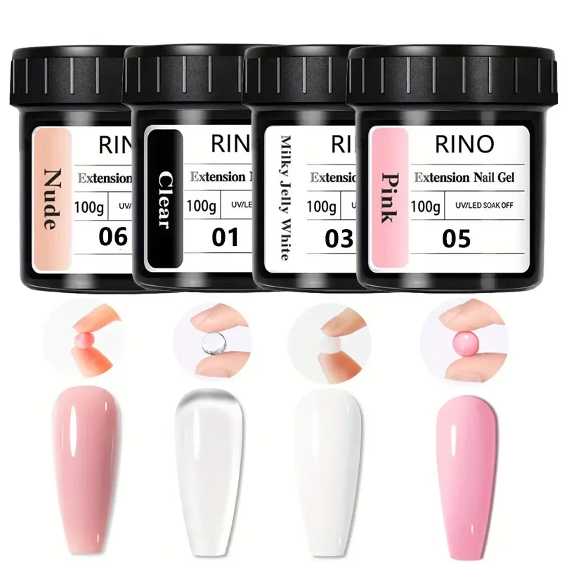 100ml ヌードクリアホワイト ノンスティック ハンドソリッド エクステンションネイルジェル ソークオフ UV/LED フィンガーエクステンションジェル DIYデザイン マニキュア