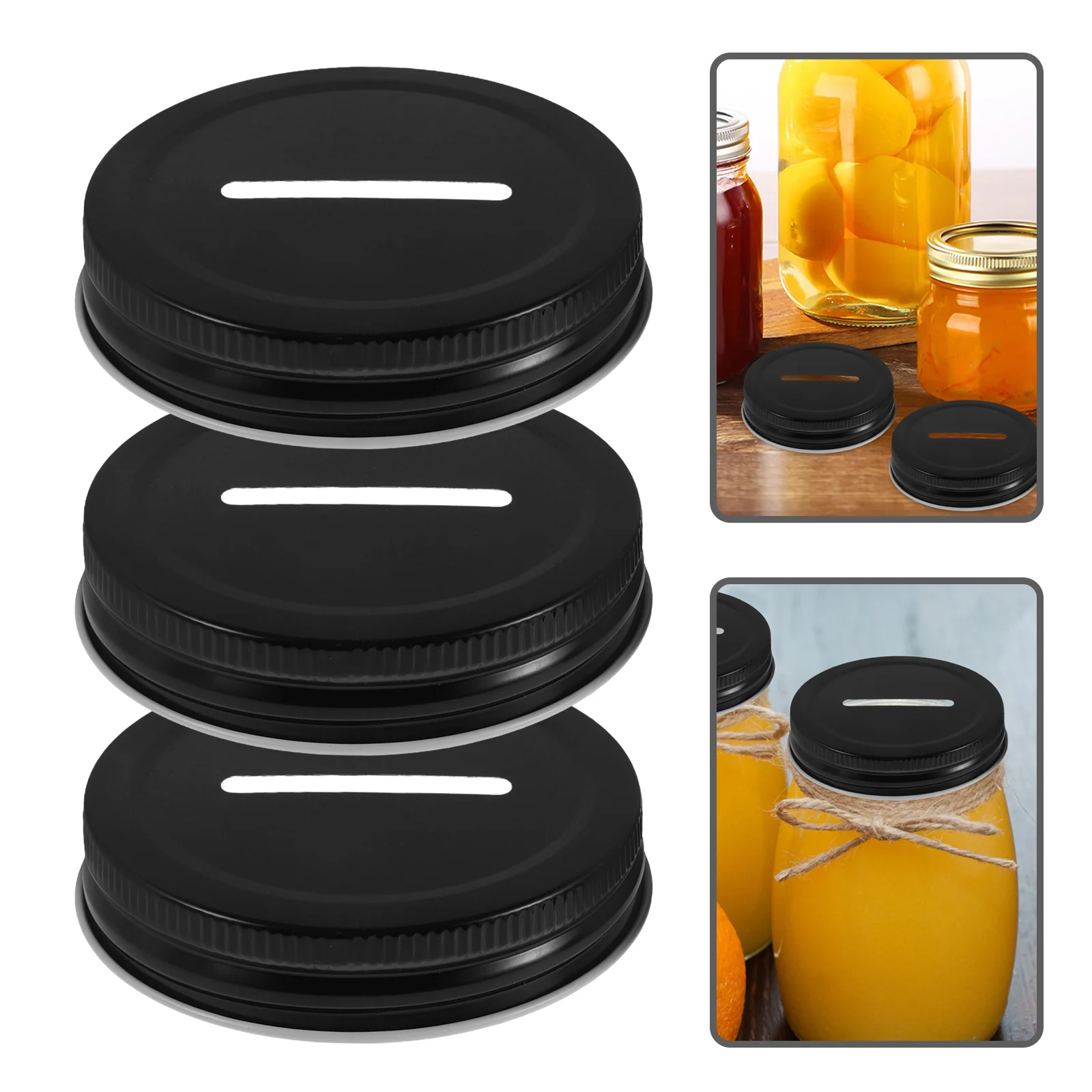 25 Pcs Tinplate Lid Mason Jar Caps Reusable Lids Coin Slot with Holes