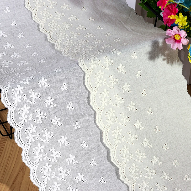 15CM Wide Cotton Embroidered Flowers Lace Guipure Ribbon White Beige Dress Clothes Sewing Collar Trim Handmade DIY Lace Material