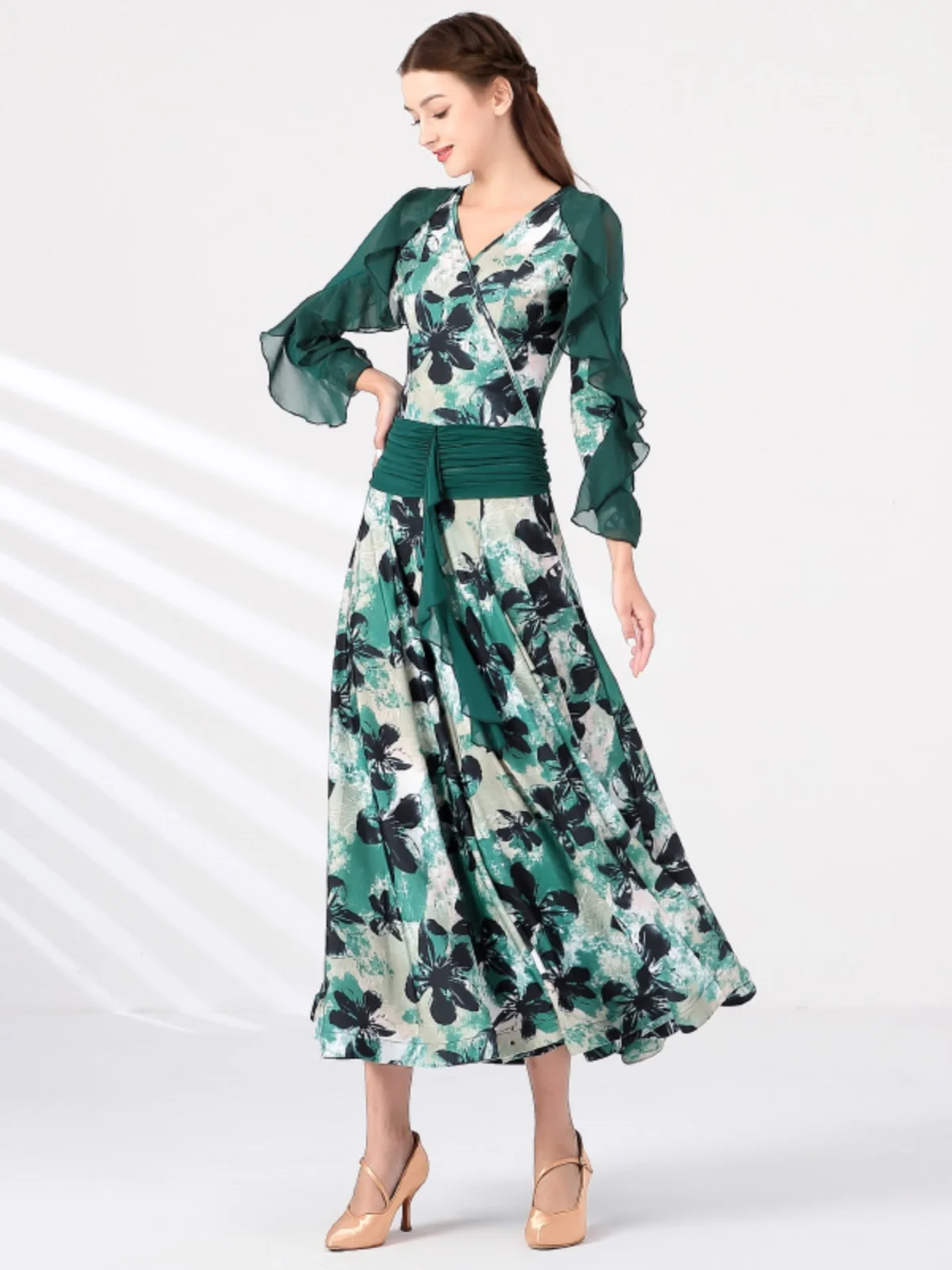 2025 neue Erwachsene Drucken Modern Dance Kleid Ballroom Dance Kostüm Kleid Walzer Ballroom Dance Kleid My 867