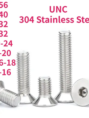 1~20pcs UNC 304 Stainless Steel Hexagon Hex Socket Countersunk Flat Head Screw Allen Bolts 2# 4# 6# 8# 10# 1/4-20 5/16-18 3/8-16