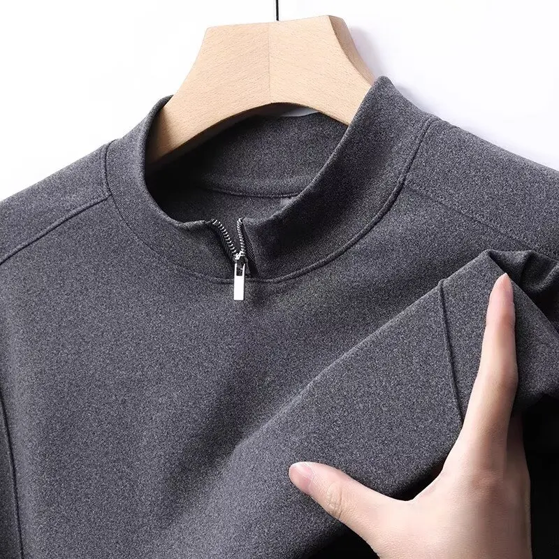 Men's Long Sleeve Training Top Quick Dry Sports T-Shirt Climbing Outdoor Running Half Zipper High Collar Shirt Basketball
