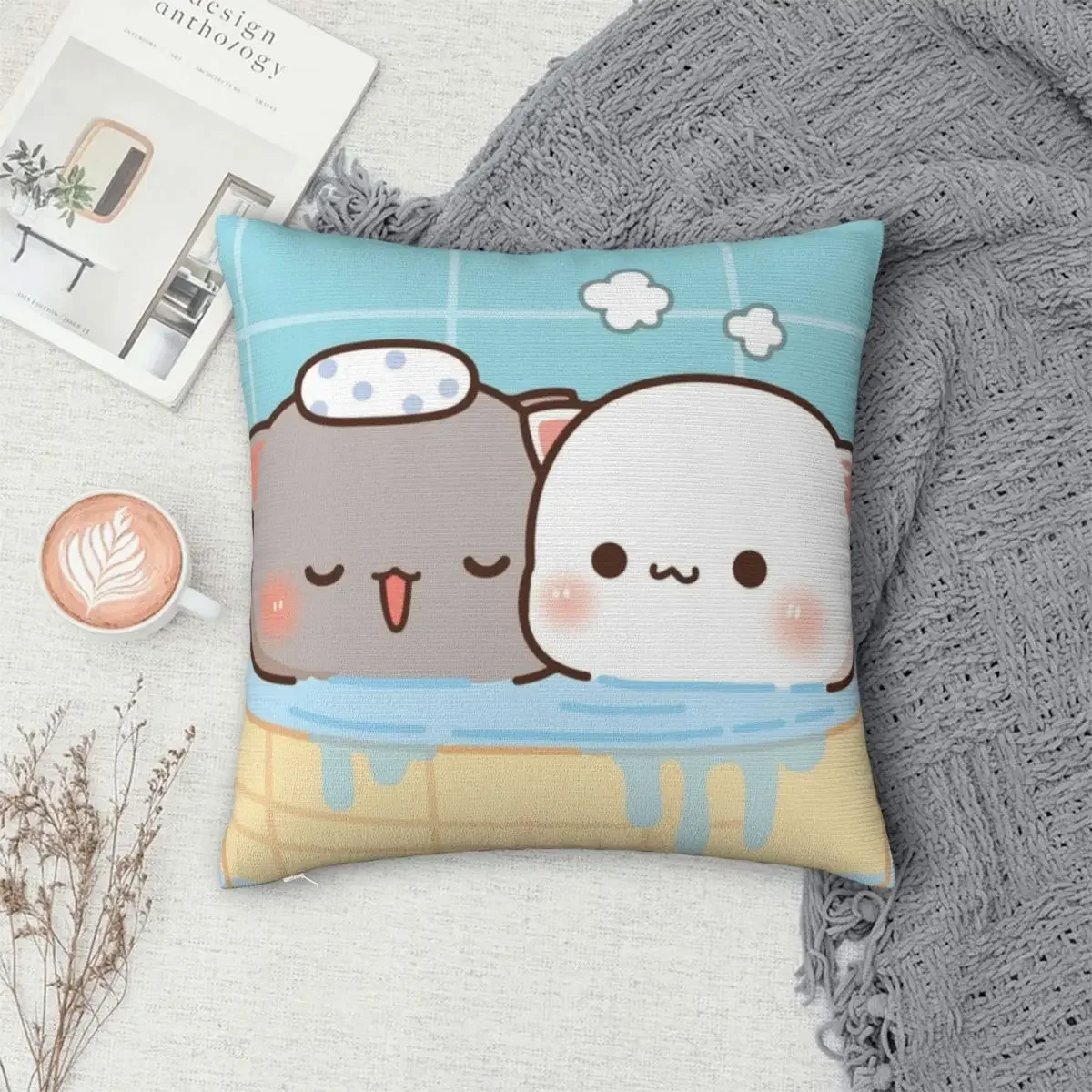 Goma Mochi Bathing Pillowcase Polyester Pillow Cover Cushion Comfort Throw Pillow Sofa Decorative Cushions Used for Home Bedroom